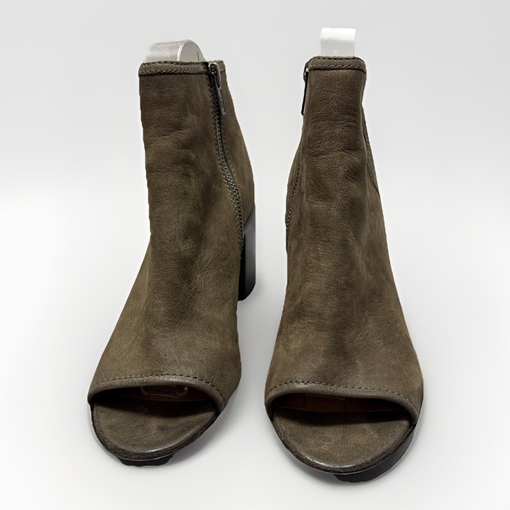 Frye Gray Leather Peep Toe Booties Danika 3478035 Heeled Ankle Boots Size 6.5 M - Picture 2 of 16